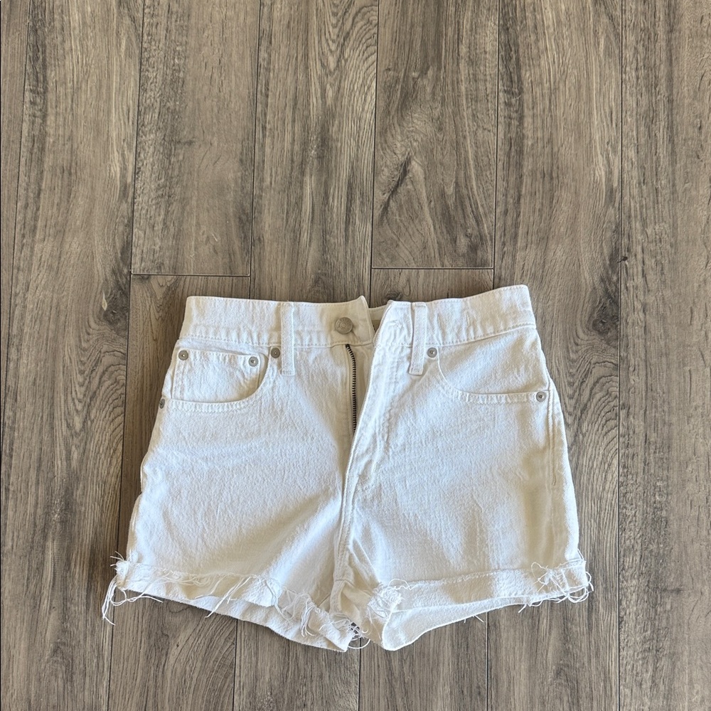 Madewell White Raw-Hem Denim Shorts
